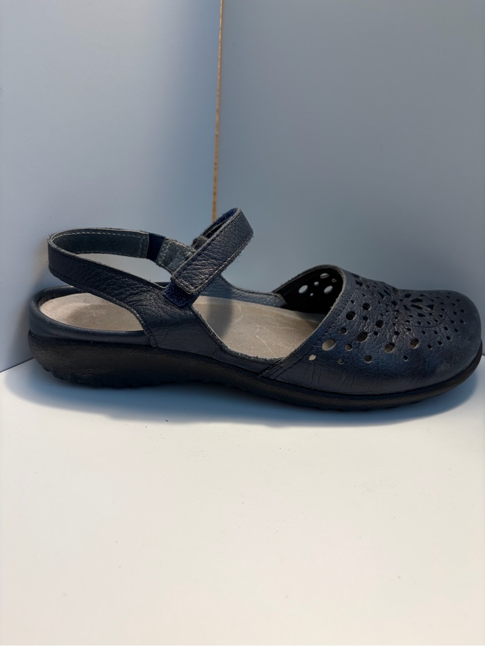 Naot Navy Perforated Leather Slingback Flats - Picture 5 of 9